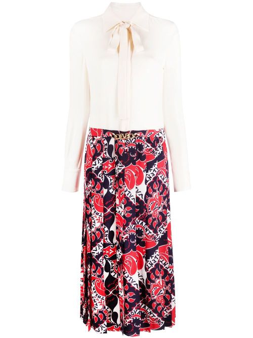Silk logo-print dress - White