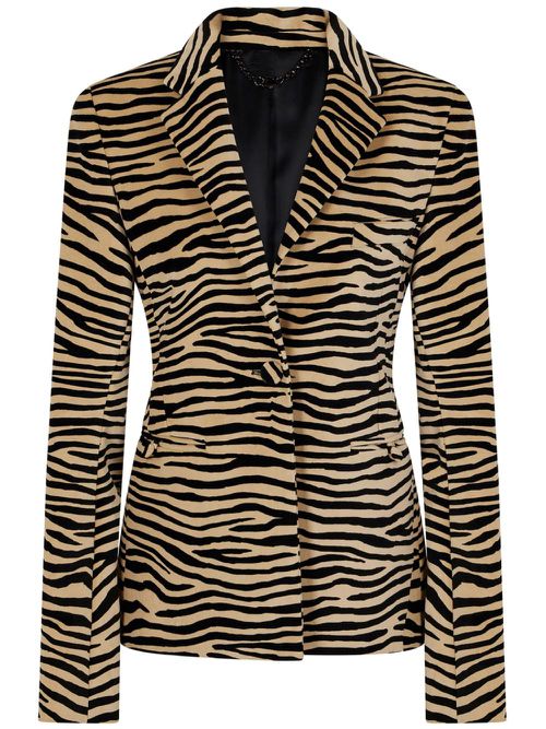 Tiger-print stretch-cotton blazer - Neutrals
