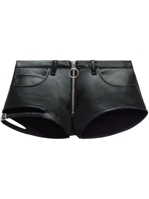 Cut-out zip-up mini shorts - Black