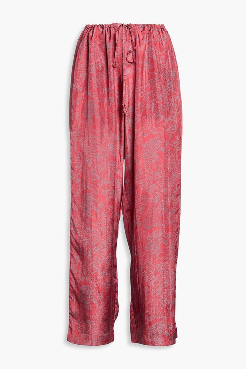 Azra printed silk-satin wide-leg pants - Burgundy - 00