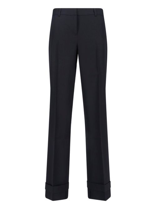 Style Wool Gabardine Trousers with Horn Buttons
