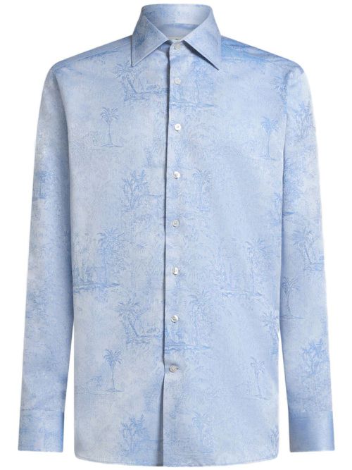 ETRO safari-jacquard shirt - Blue