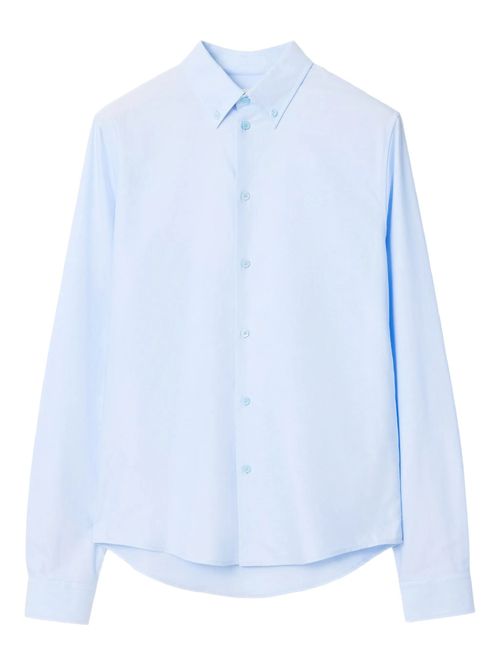 Button-Down Cotton Shirt with Embroidered Equestrian Knight