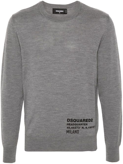 Logo-print wool jumper - Grey