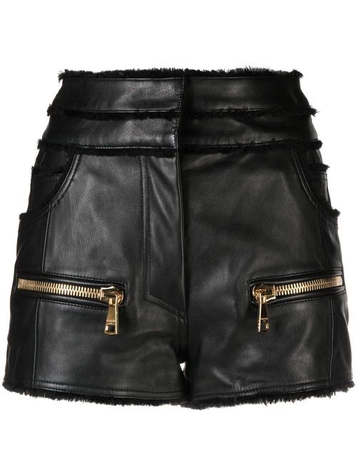 Mid-rise leather shorts - Black