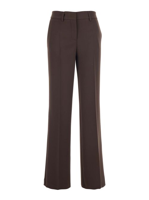 Concealed-Closure Polyester Trousers — Brown