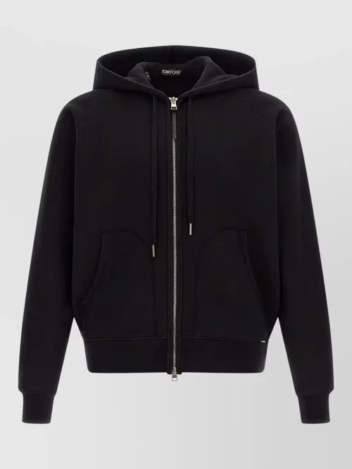 Tom Ford - hooded cotton jacket drawstring kangaroo pocket