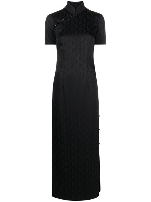 Crescent moon-jacquard maxi dress - Black