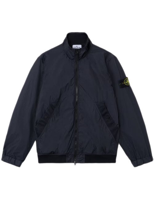 -inspired Zip-Front Stand Collar Jacket with Ribbed Trim, Welt Pockets & Elastic Cuffs