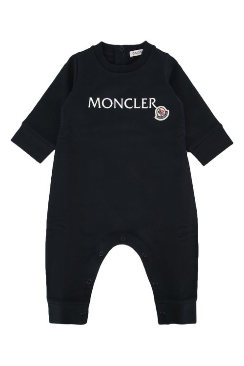 Logo-Embroidered Cotton Romper — Black