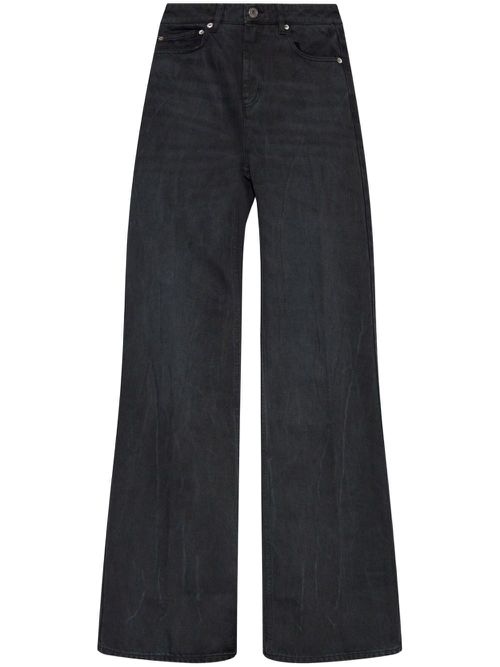 Cotton wide-leg jeans - Black