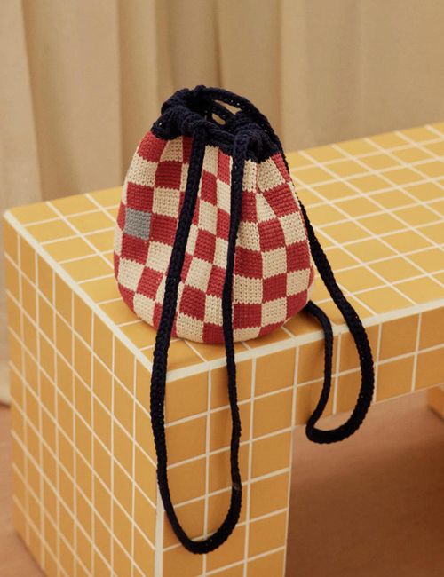 Menulis Cotton Bag In Red/cream/navy