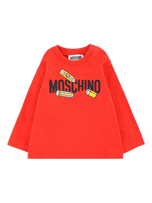 Pencil-print long-sleeve sweatshirt - Red
