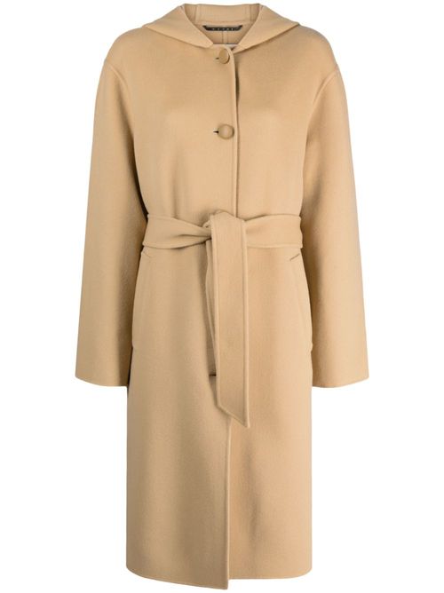 Single-breasted hooded coat - Neutrals