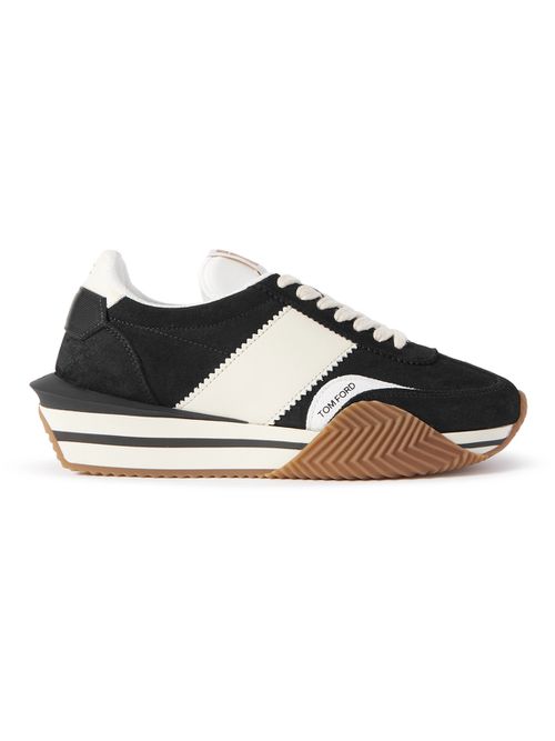 James Rubber-Trimmed Leather, Suede and Nylon Sneakers