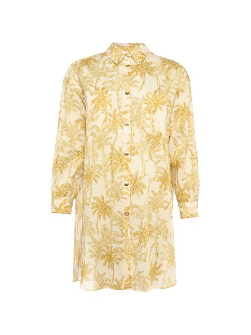 Tropical Floral Print Shirt — Cream