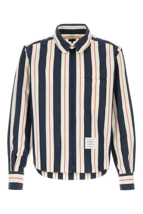 Striped Cotton Shirt — Navy