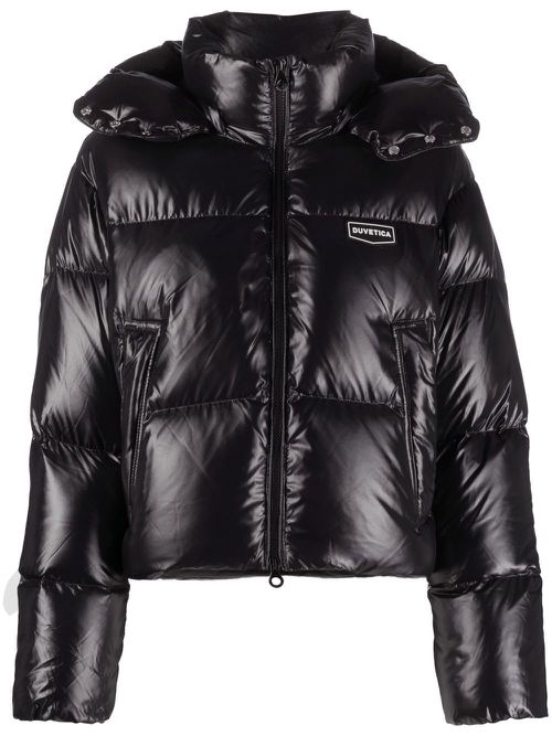 Logo-patch puffer jacket - Black