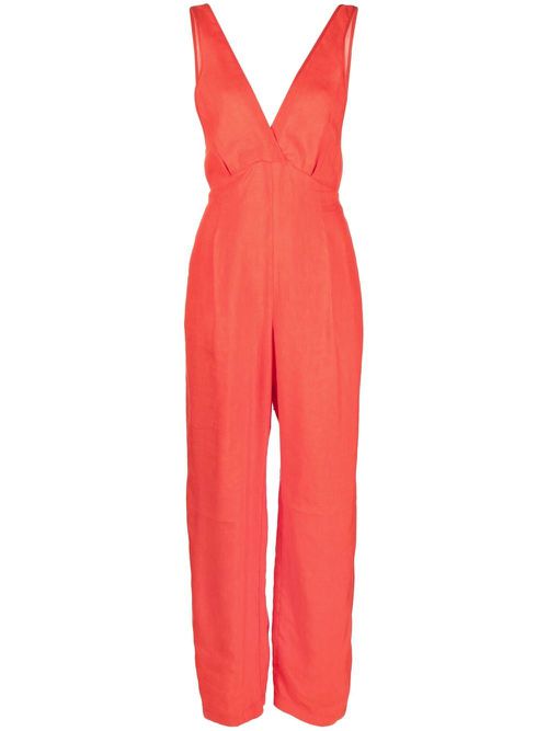 V-neck tailored jumpsuit - Orange