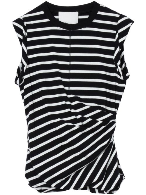 Striped cotton tank top - Black