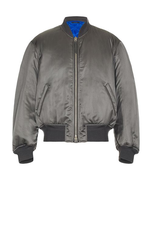 TOM FORD Soft Silk Satin Bomber in Grey & Blue - Grey. 56 also in