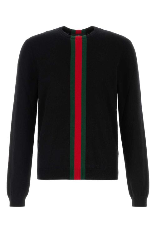 Web-Striped Cashmere Sweater — Black