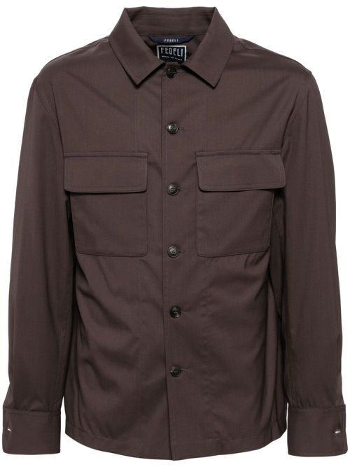 Virgin wool shirt jacket - Brown