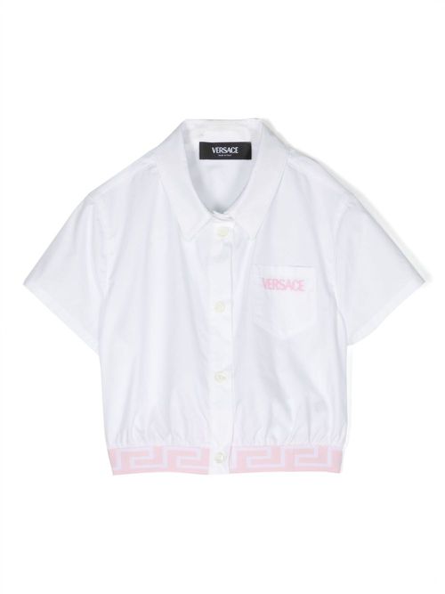 Logo-embroidered cotton shirt - White