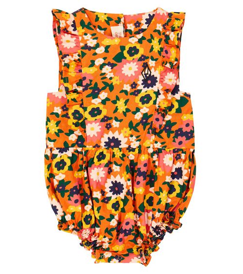 The Animals Observatory Baby Meerkat floral cotton playsuit