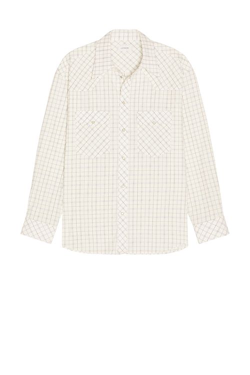 Lemaire Textured Cotton Check Western Check Shirt in White