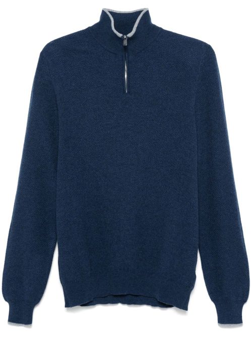 Cashmere Half-Zip Sweater — Navy