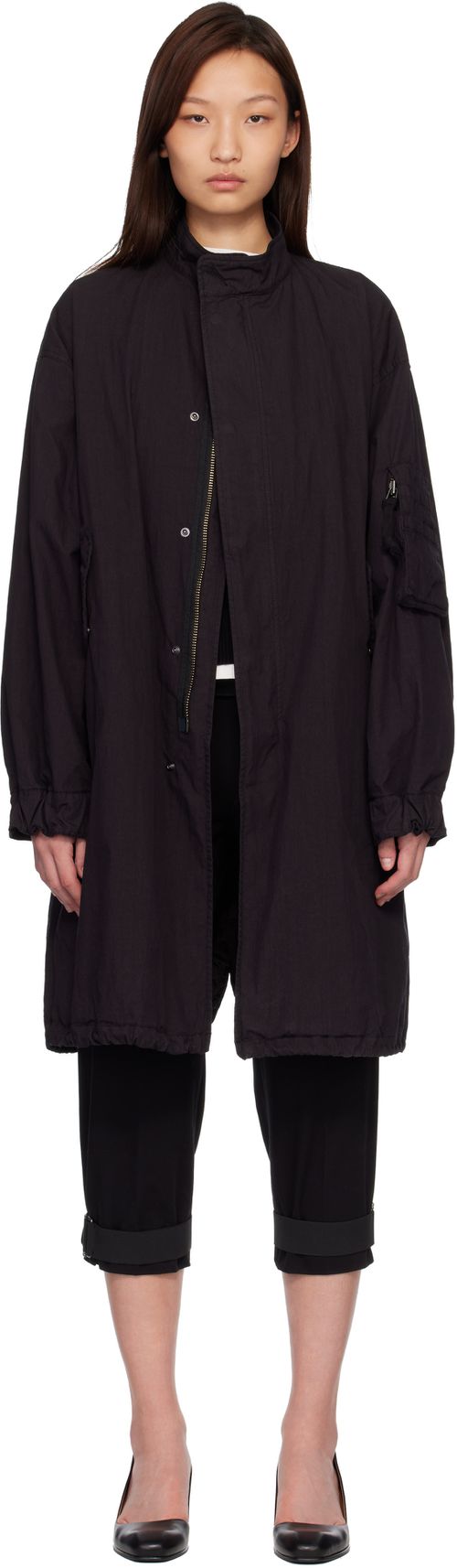 Black Garment Dyed Fishtail Parka