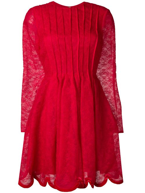 Floral lace skater dress - Red