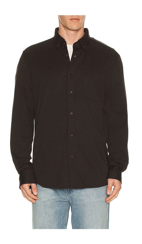 Faherty Coastline Knit Shirt in Brown. L. Also in M, S, XL/1X