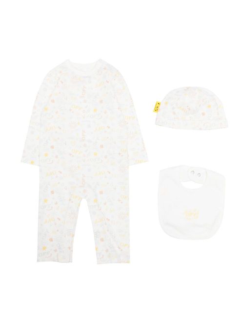 Logo-print cotton babygrow set