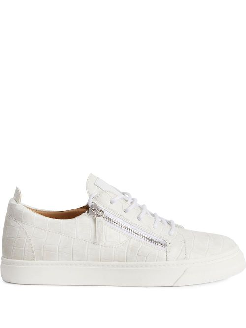 Frankie crocodile-effect sneakers - White