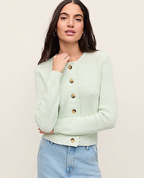 Ann Taylor Scalloped Trim Cardigan