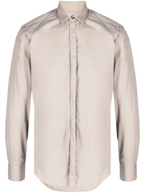 Spread-collar cotton shirt - Neutrals