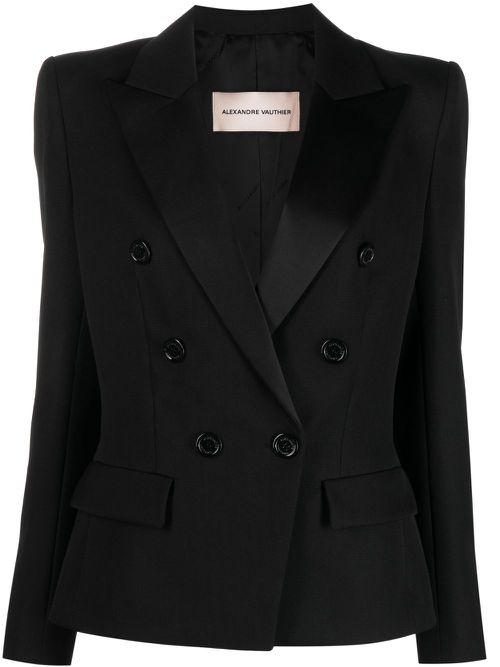 Double-breasted wool blazer - Black