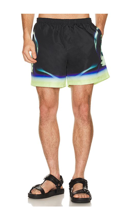 Casablanca Sporchid Black Printed Swim Shorts in Black. M. Also in L, S, XL/1X, XXL/2X