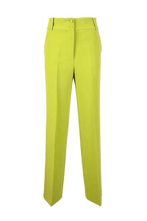 High-Waisted Straight-Leg Trousers In Vibrant Apple Green