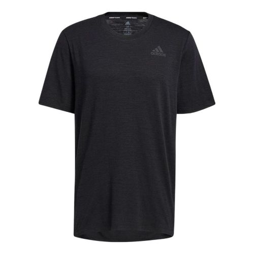 Men's Logo Printing Round Neck Straight Short Sleeve Black T-Shirt