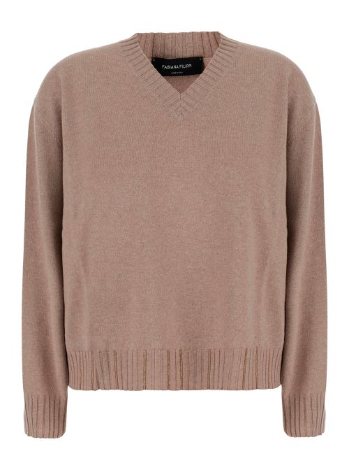 Wool-Silk-Cashmere Blend Sweater — Beige