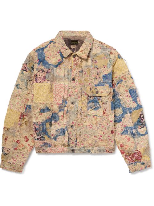 Boro Distressed Patchwork Cotton and Linen-Blend Jacket