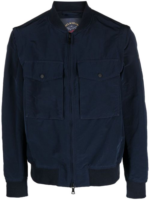 Flap-pocket zip-fastening bomber jacket - Blue