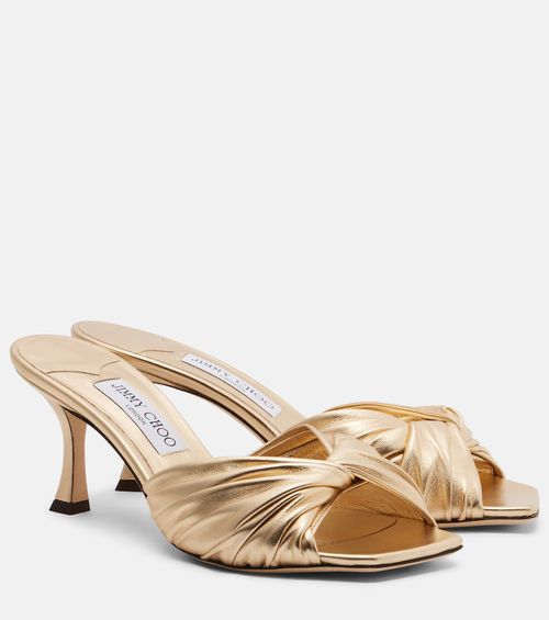 Skye metallic leather mules