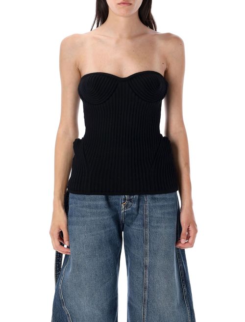 Ribbed-knit Bustier Top