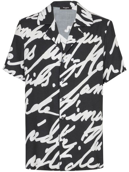 Slogan-print shirt - Black