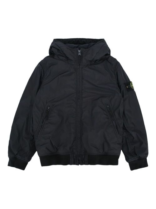 Compass-badge hooded bomber jacket - Black
