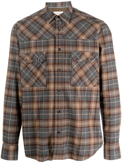 Plaid-check cotton shirt - Neutrals